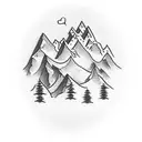 mountains with a heart tattoo design idea