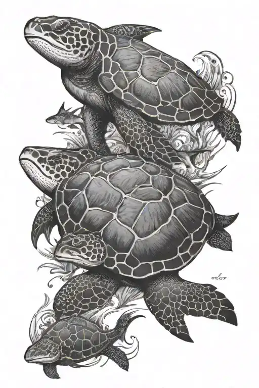 sea turtle whale shark tattoo design idea