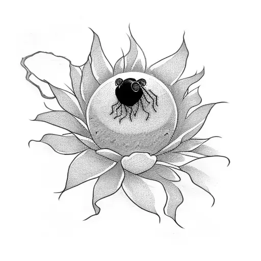 Black and red tattoo with the Japanese red sun and a black spider lily  tattoo design idea