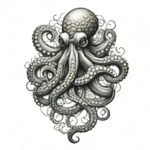 octopus on the shoulder with tentacles on the ribs and chest tattoo design idea