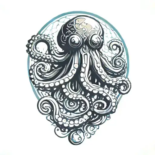 an octopus holding a diving tank  tattoo design idea