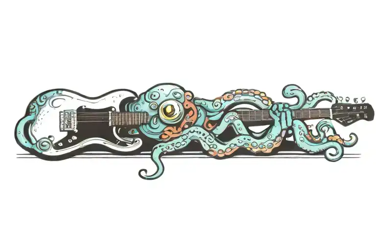 octopus with a guitar tattoo design idea