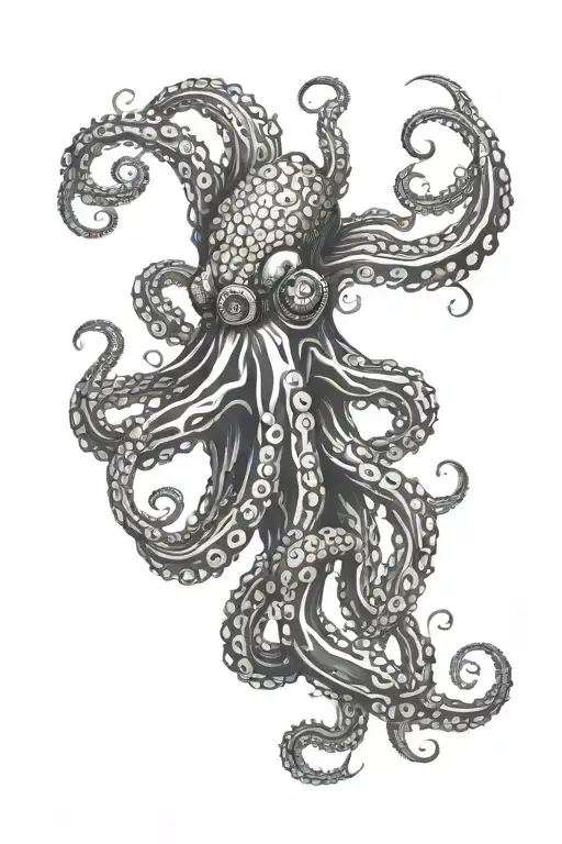 octopus on the shoulder with tentacles on the ribs and chest tattoo design idea