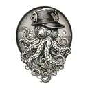 an octopus in a flat cap holding a diving tank made tattoo design idea