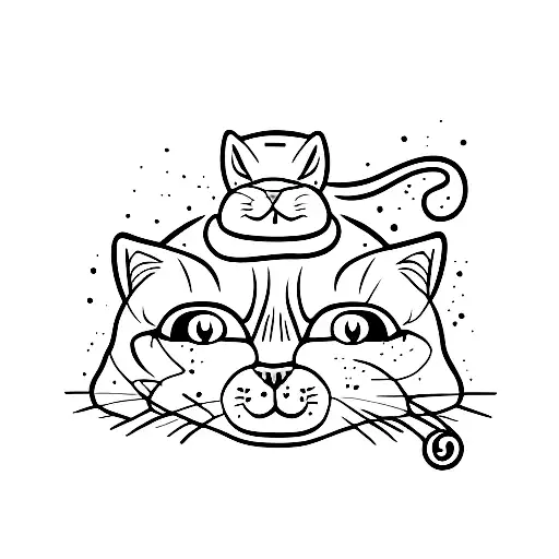 funny cat tattoo design idea
