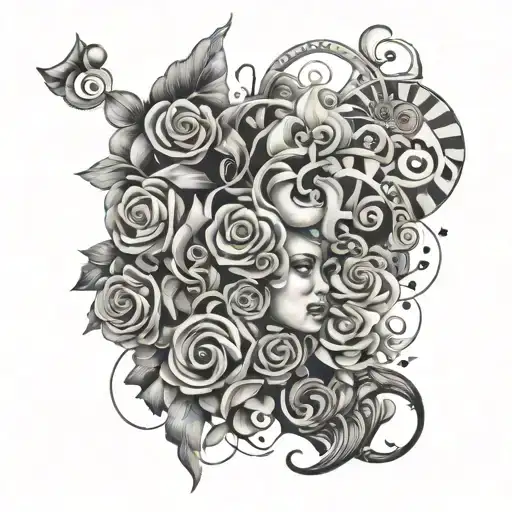 A collage of your favorite things - Nate, Alana, Tasi, Muno, and Sanaa - creatively intertwined in a tattoo design tattoo design idea