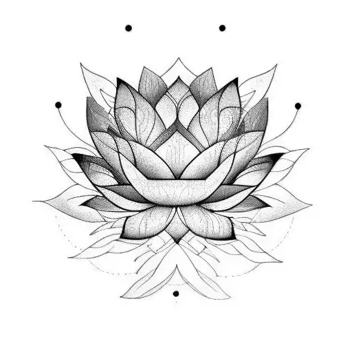lotus flower and leafs tattoo design idea