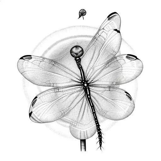 blowing dandelion with dragonfly tattoo design idea