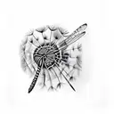 dandelion with dragonfly tattoo design idea