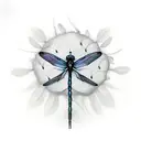 blowing dandelion with dragonfly tattoo design idea