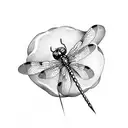 blowing Dandelion and dragonfly  tattoo design idea