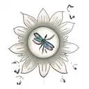 blowing dandelion with dragonfly tattoo design idea