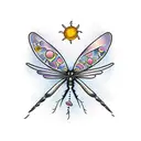 blowing dandelion with dragonfly tattoo design idea