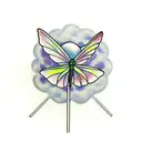 blowing dandelion with dragonfly tattoo design idea