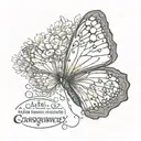 a small butterfly with the quote saying, "this action will have consequences." tattoo design idea