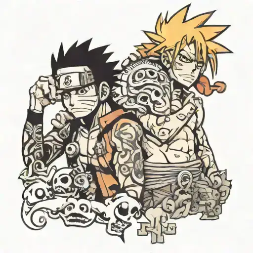 Naruto and one piece   tattoo design idea