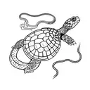turtle and snake fighting, korean folk story, simple easy to draw tattoo design idea