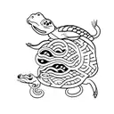 turtle and snake fighting, korean folk story, simple easy to draw tattoo design idea