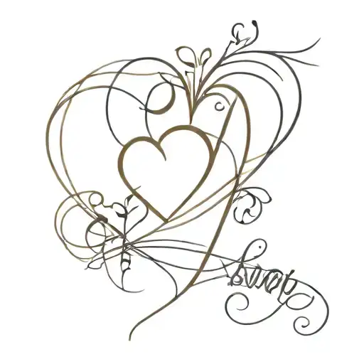 Create a heart tattoo that's lines are made up from the words "Susanna" and on the other side "Sofia" tattoo design idea