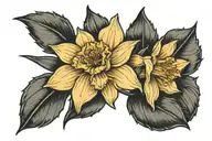 daffodil,  paperwhite narcissus, aster flowers  tattoo design idea