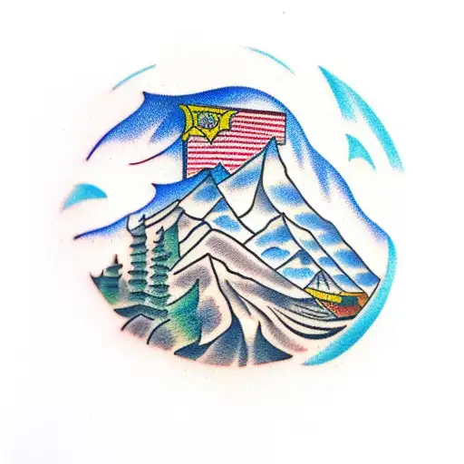 Mountain Scene tattoo design idea