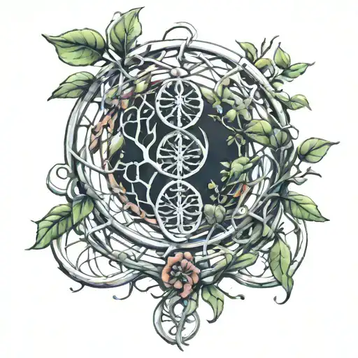 DNA Structure that turns into the tree of life intertwined tattoo design idea
