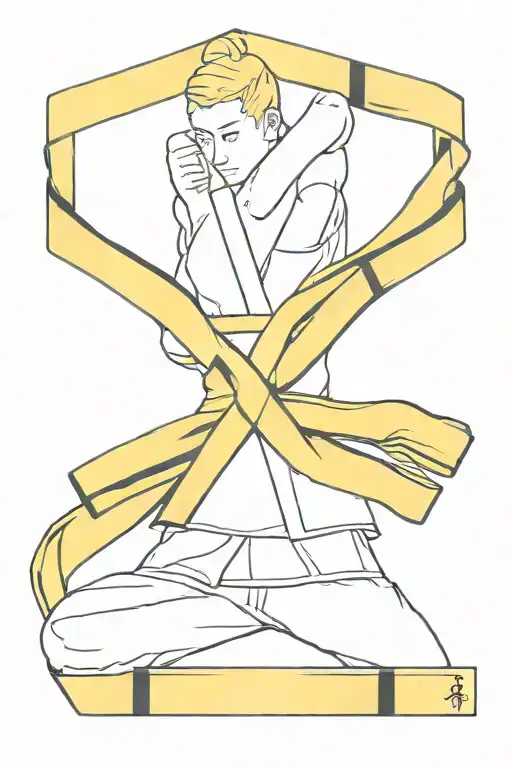 yellow martial arts sash with four horizontal black stripes tattoo design idea
