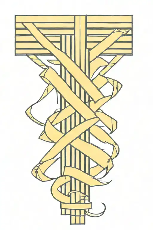 yellow King Fu sash with four horizontal black stripes tattoo design idea