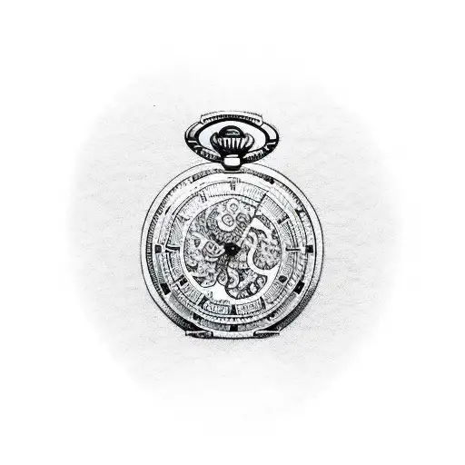 pocket watch surrounded by daffodils tattoo design idea