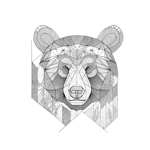 bear with forest body tattoo design idea