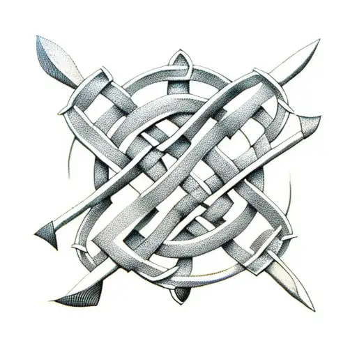 celtic knot w/ arrow going through tattoo design idea