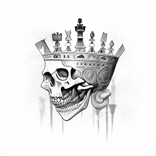 spooky chess queen piece  tattoo design idea