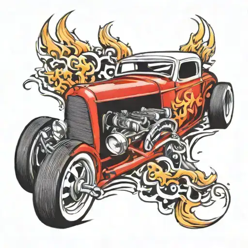 hot rod automotive elements tattoo design idea