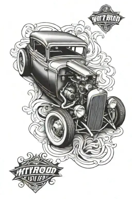 hot rod automotive tattoo design idea