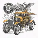 hot rod automotive elements tattoo design idea
