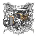 hot rod automotive elements tattoo design idea
