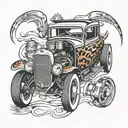 hot rod automotive elements tattoo design idea