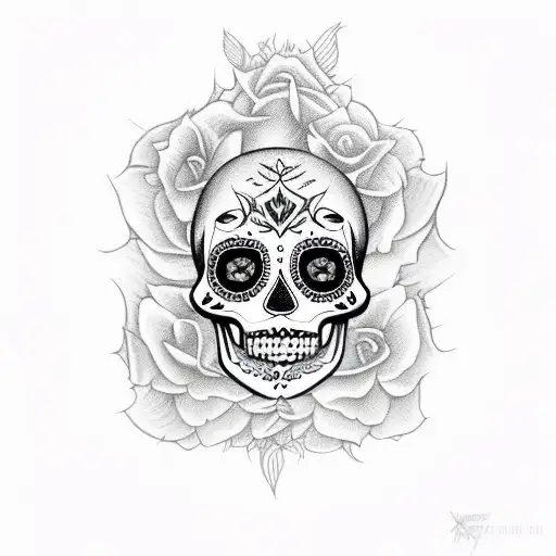 sugar skull with fangs tattoo design idea