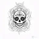 sugar skull with fangs tattoo design idea