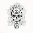 sugar skull with fangs tattoo design idea