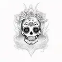 sugar skull with fangs tattoo design idea