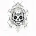 sugar skull with fangs tattoo design idea