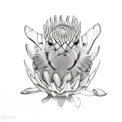 outline of south African, king protea, springbok, blue crane bird,galjoen fish  tattoo design idea