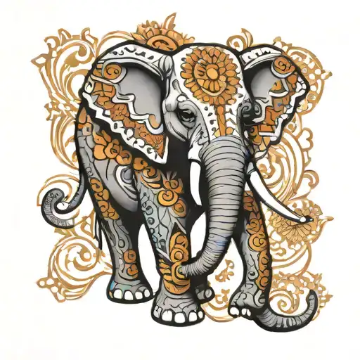 elephant Mandela design with elements tattoo design idea