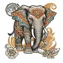 elephant Mandela design with elements tattoo design idea