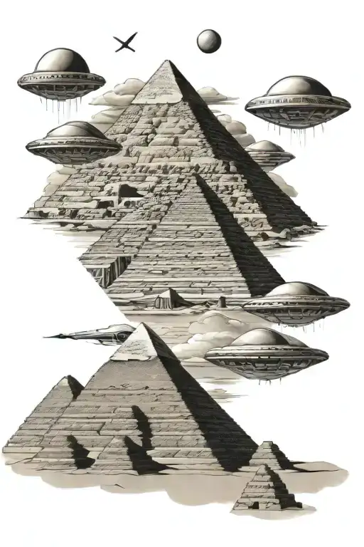 ufo Egypt pyramids tattoo design idea