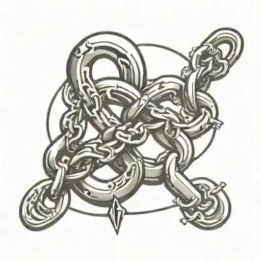 chain links with initals tattoo design idea