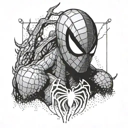 spiderman  and venom  half and half tattoo design idea