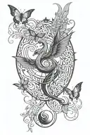 phoenix rising, lotus flower blooming, tree of life, anchor, butterfly,semi colon, Celtic knot, dragon fly, sun and moon tattoo design idea