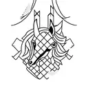 Black chevron with simple white outline of a horse running inside the chevron  tattoo design idea